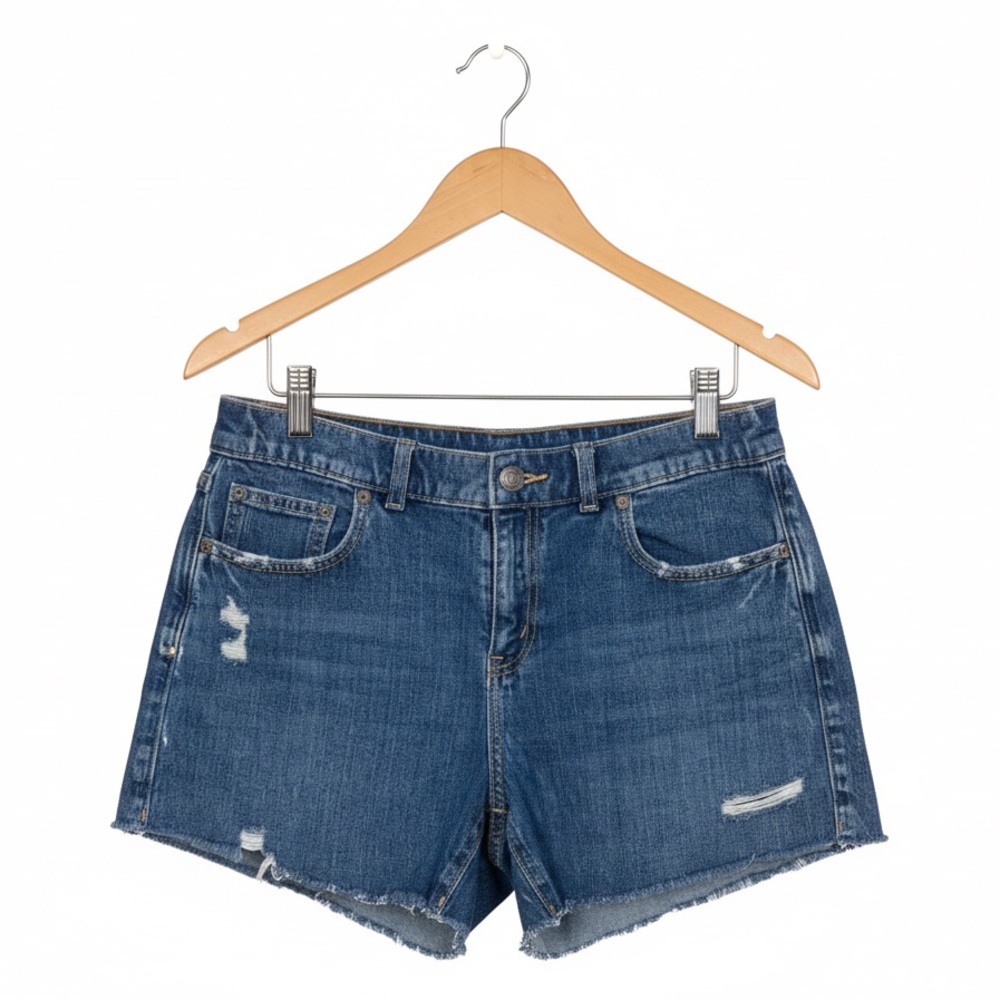 Aerie Distressed High-Waisted Denim Cutoff Shorts - Medium Wash - Size Small